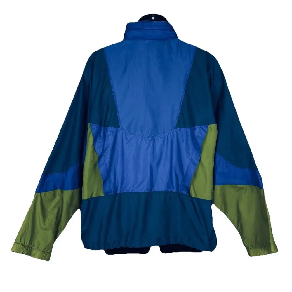 VTG 90s Nike Windbreaker Jacket Blue Green Colorblock Men‎ LG Pack Hood Half Zip